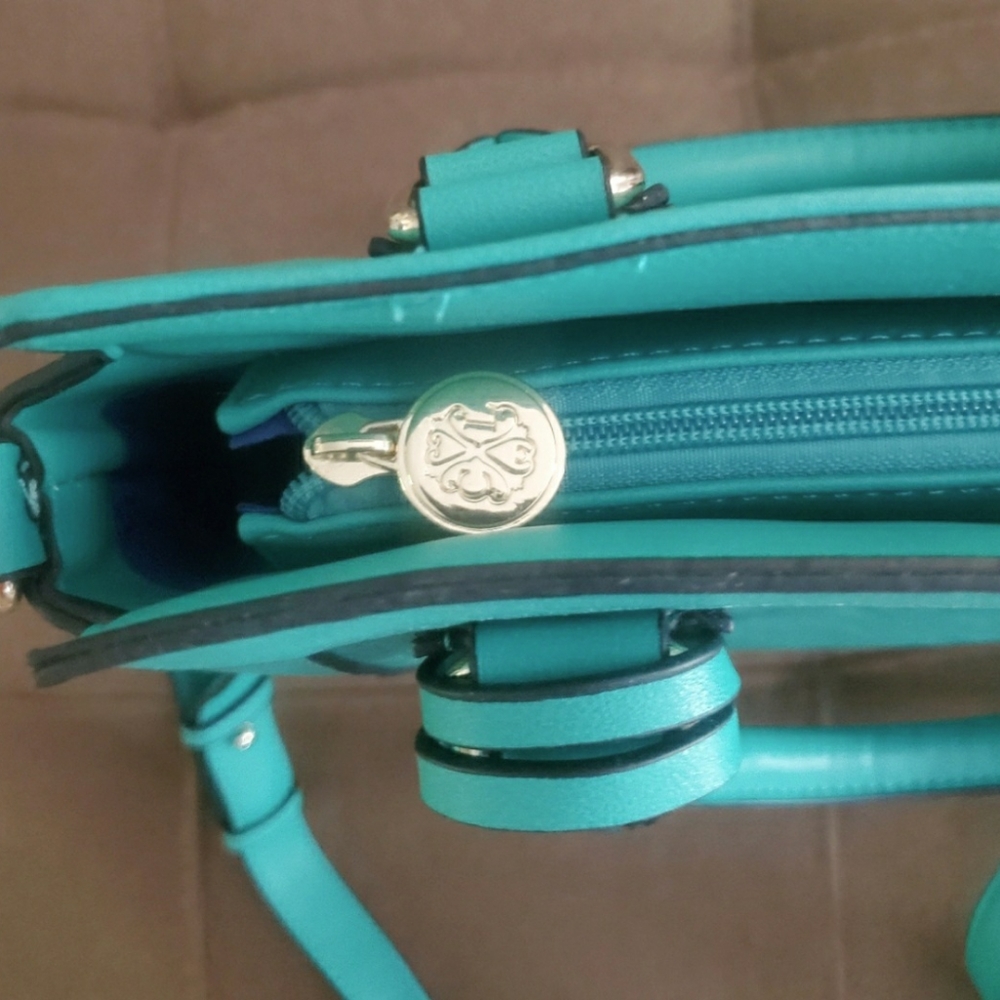 Stunning 💯 Christian Lacroix Teal Satchel - Picture 4 of 16
